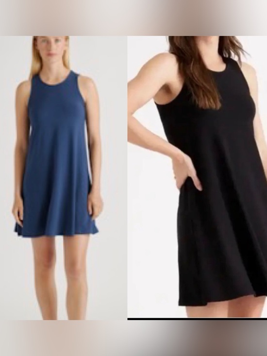 Quince Dresses & Skirts - NWT Quince black or blue Tencel Modal sleeveless mini swing dress size XL